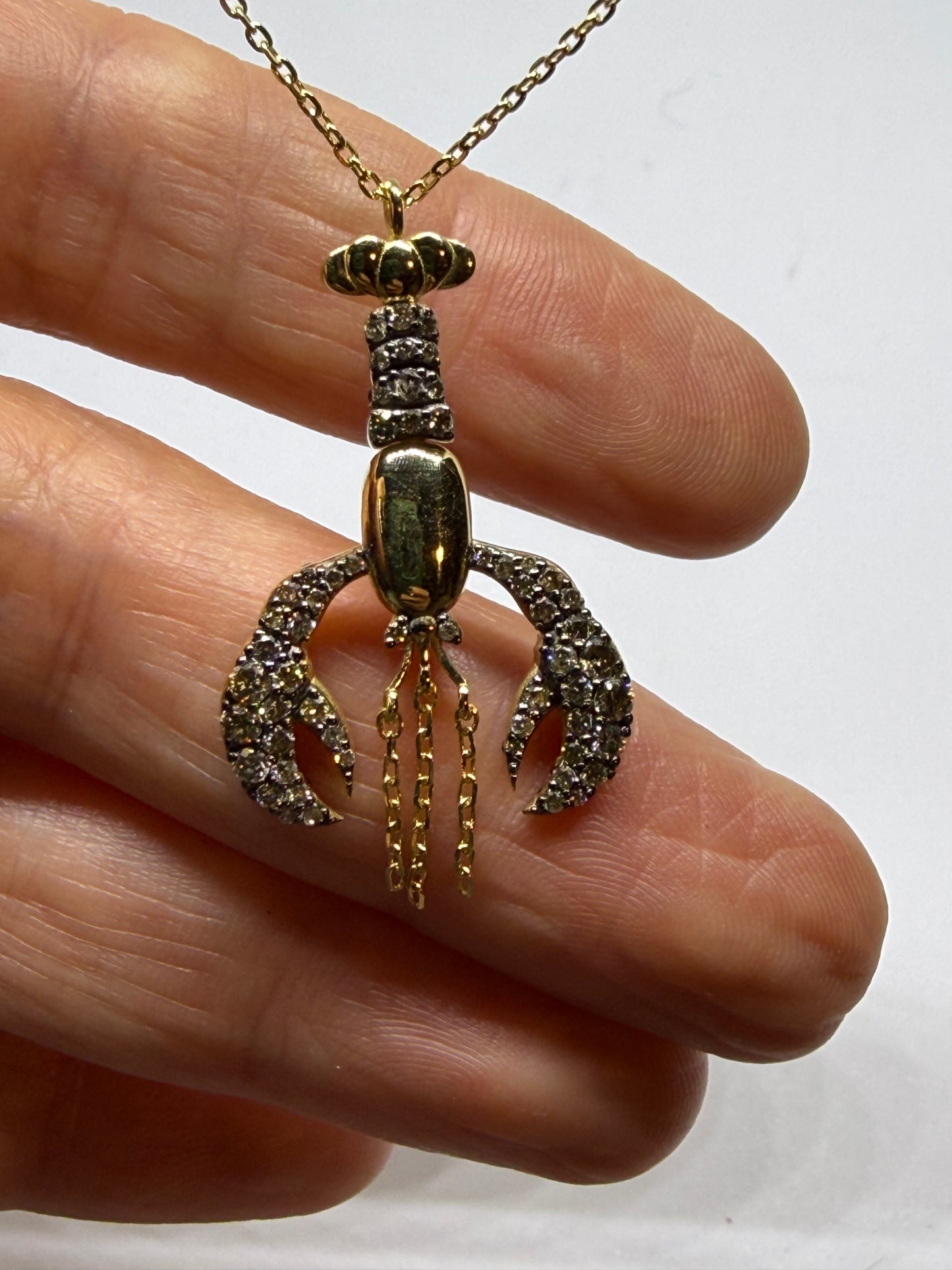 Lobster necklace 2 ways Sapphire-Diamonds