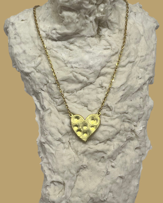 Heart necklace hammered