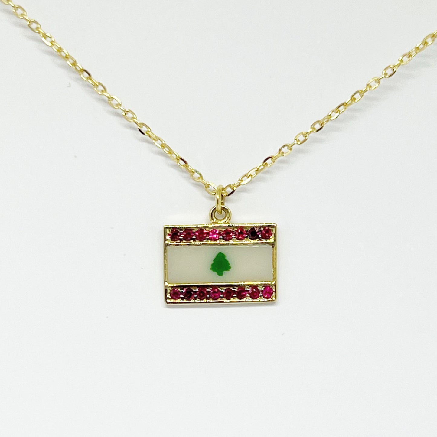 Lebanon flag neckace with rubies