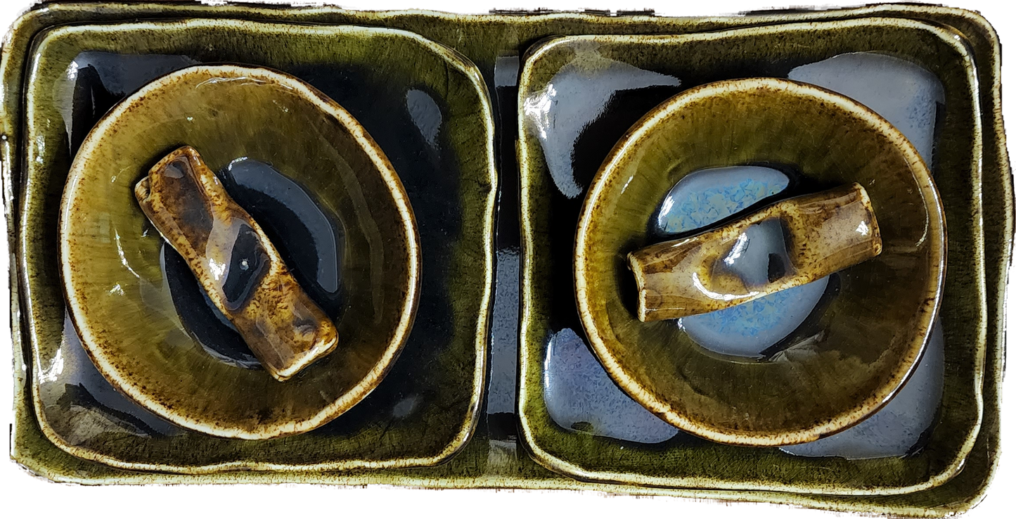 Raku Green Sushi set for two