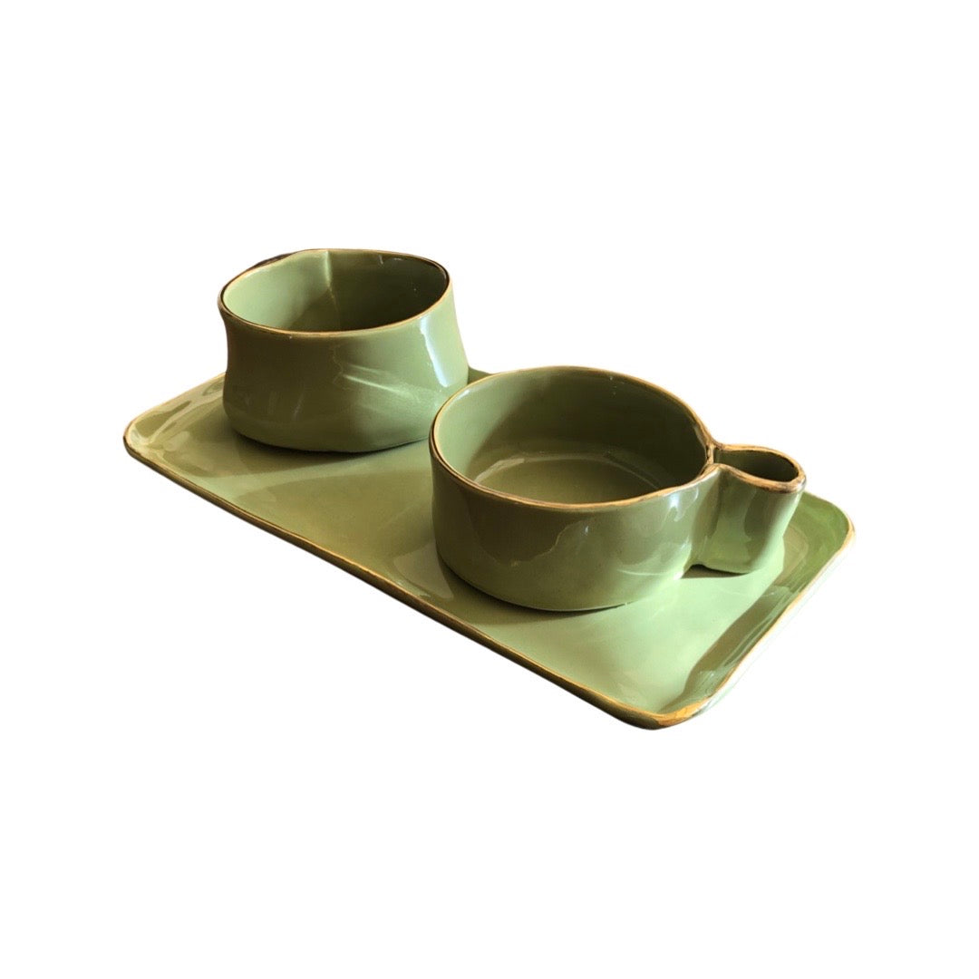 Light green Bakoor set with Gold rim