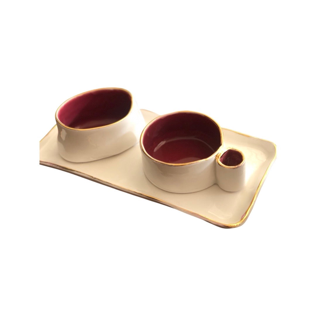 White outside ruby inside Bakoor set with Gold rim