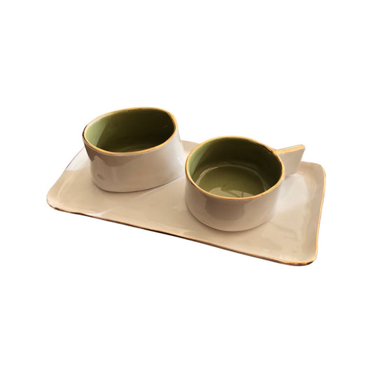 White outside green tea inside Bakoor set with Gold rim