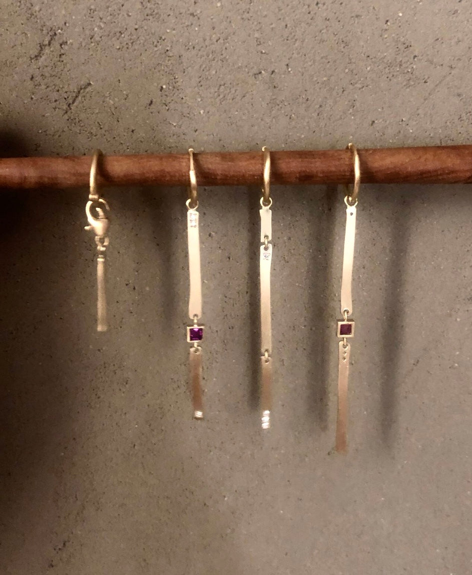 3 lines earring in pink gold