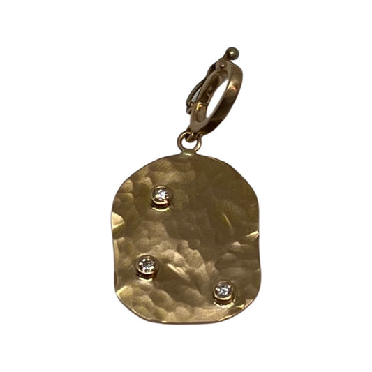 Hammered page charm with diamonds in pink gold