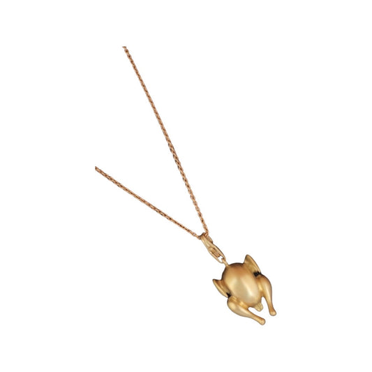 Roasted chicken charm in solid yellow gold