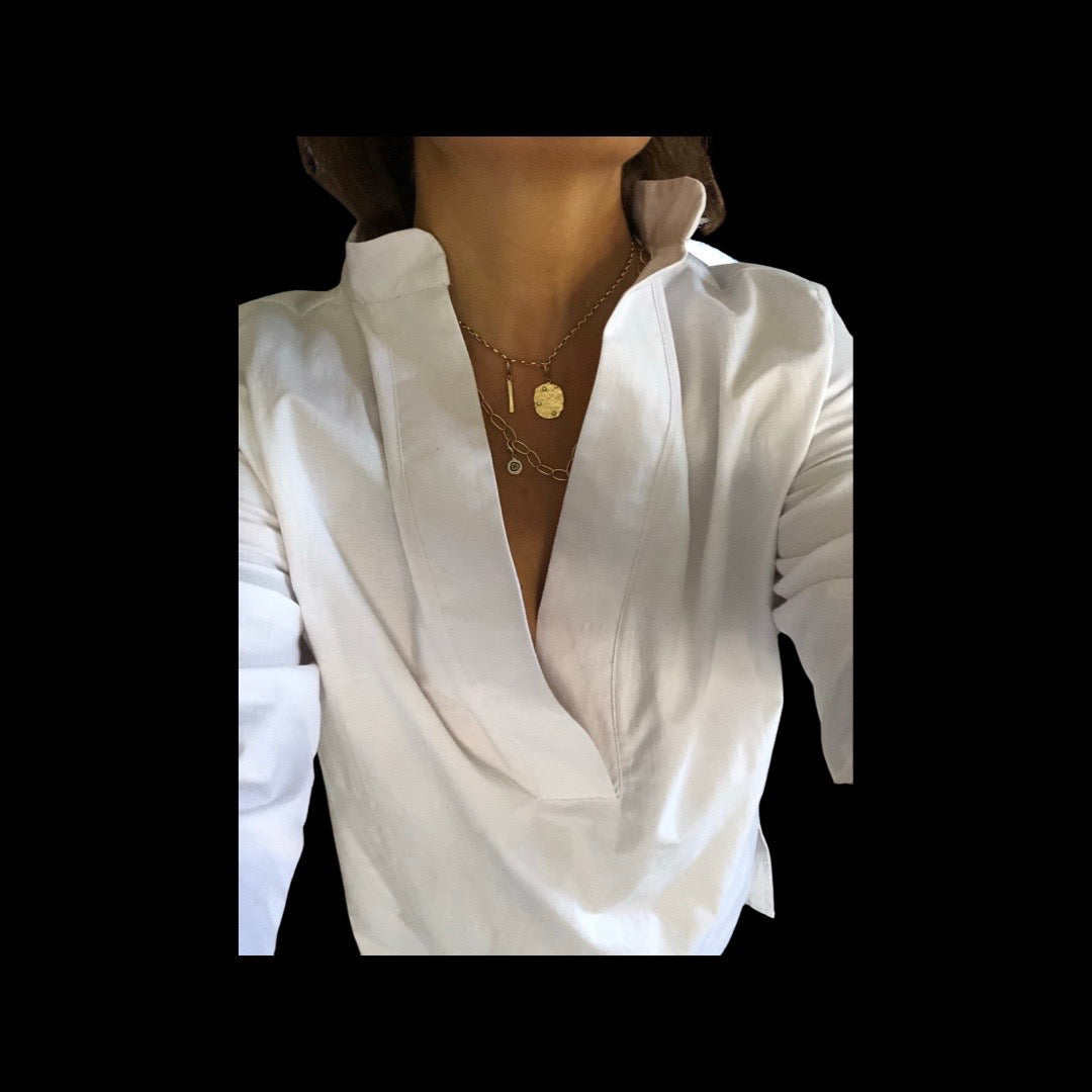 White Poplin closed katftan