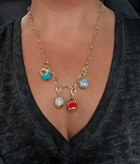 Turquoise Blue Jounieh Telepherique with diamonds in yellow gold