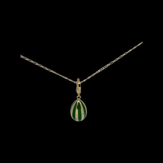 Emerald Green enamelled Lucky beginning egg charm with scattered diamonds
