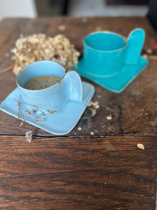 Turquoise Mini Bakoor set with Gold rim