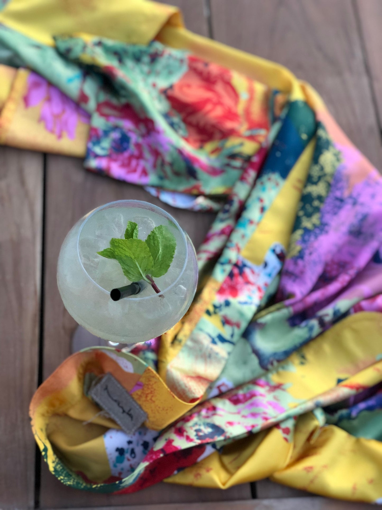 Pink and yellow open silk kaftan
