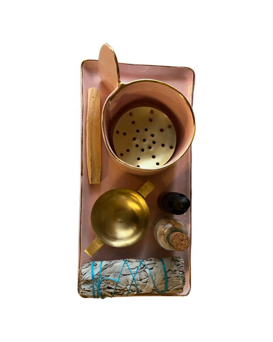 Light pink Bakoor set with Gold rim