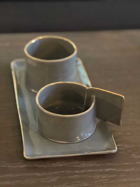 Gray Bakoor set with gold rim