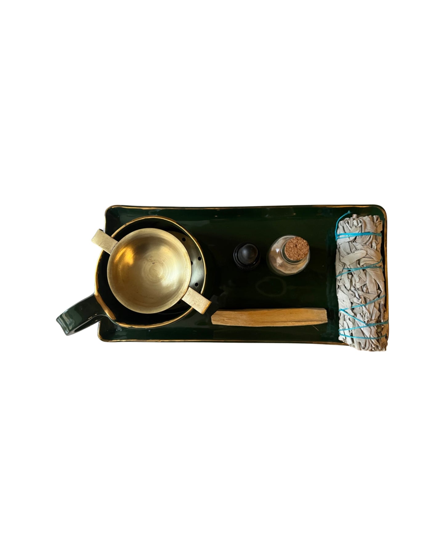 Emerald green Bakoor set with Gold rim