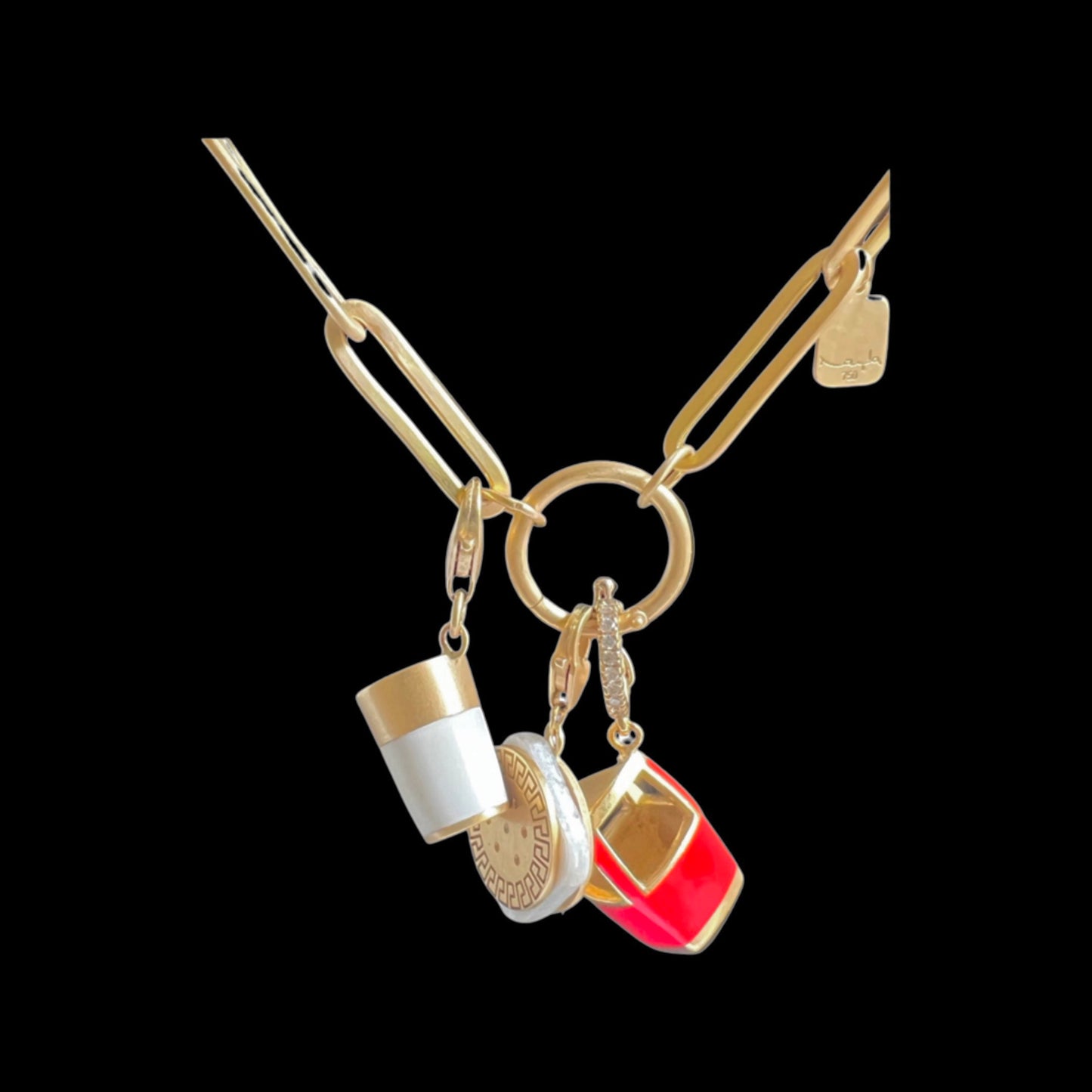 Special Lebanon edition. Biscuit w Raha in solid gold and white enamel charm