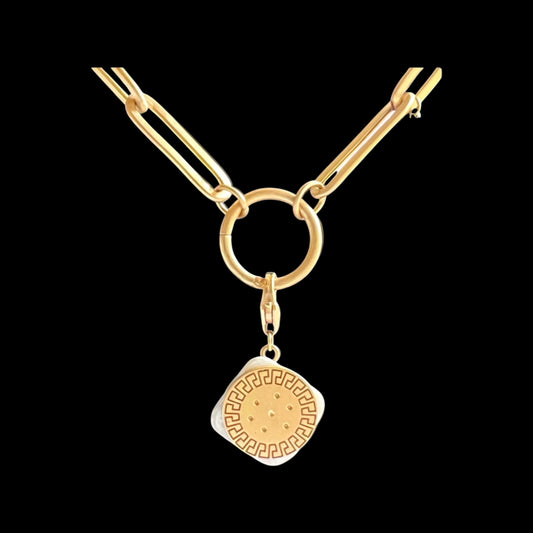 Special Lebanon edition. Biscuit w Raha in solid gold and white enamel charm