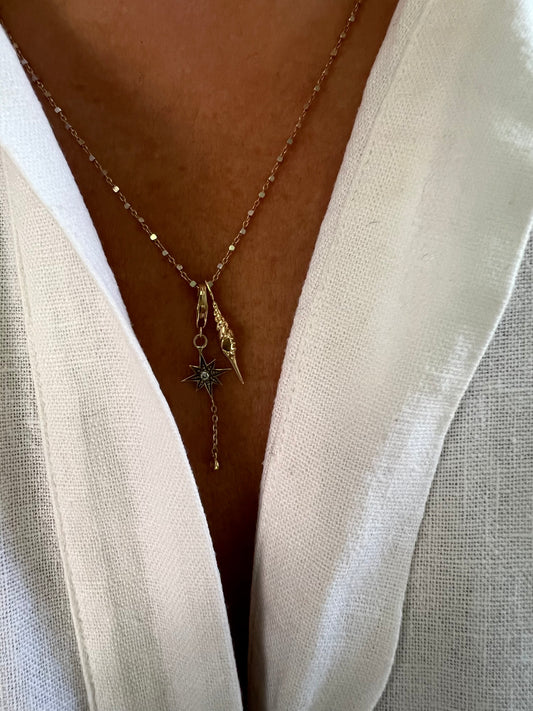 Seashell Matte finish Yellow Gold pendant