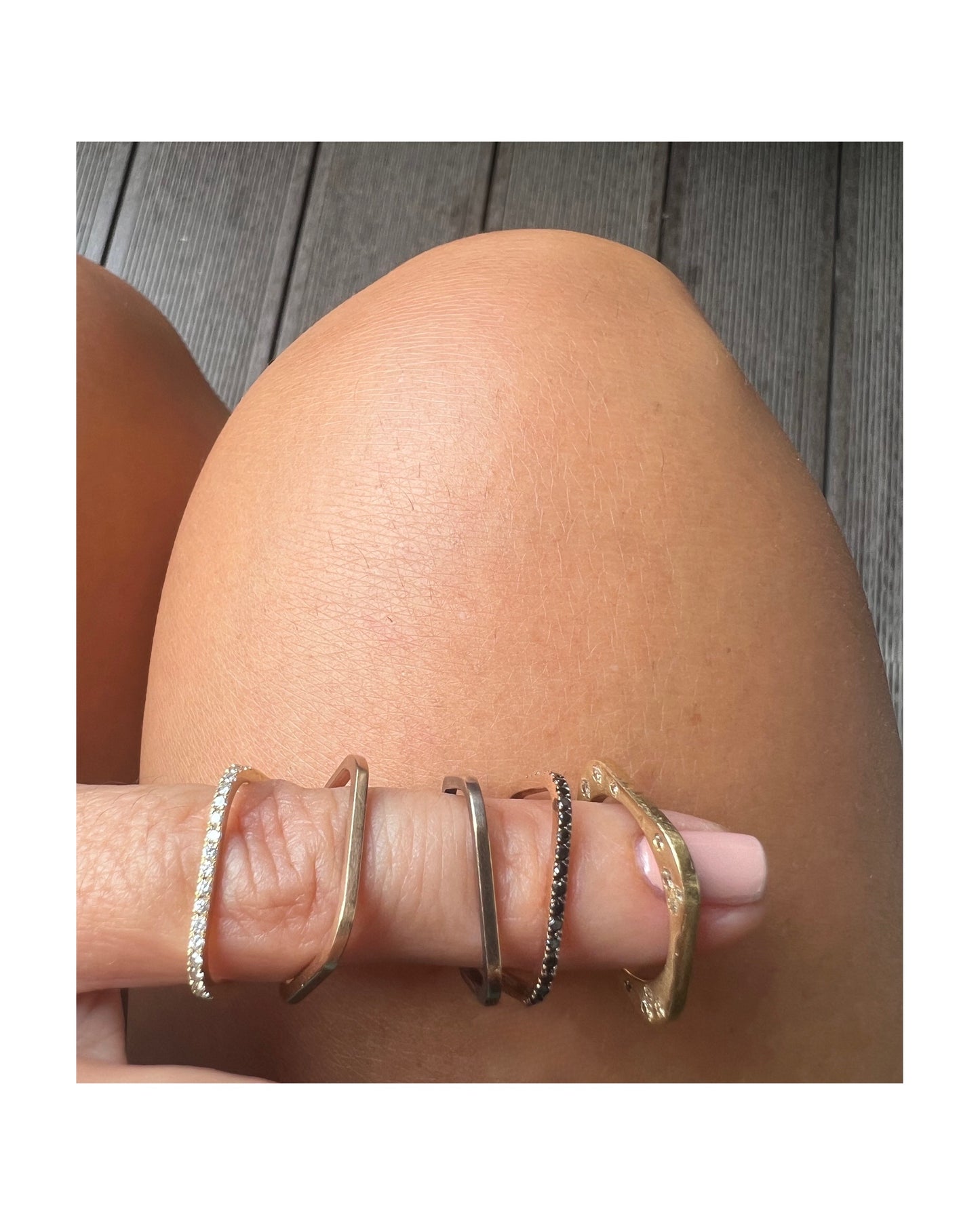 Square ring with cognac or black or brown diamonds