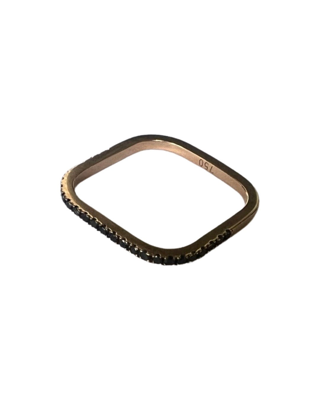 Slim Square ring with cognac or black or brown diamonds