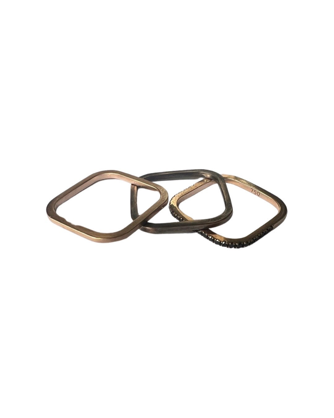 Slim Square ring with cognac or black or brown diamonds