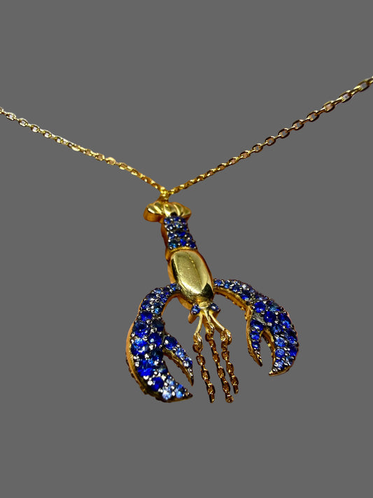 Lobster necklace 2 ways Sapphire-Diamonds