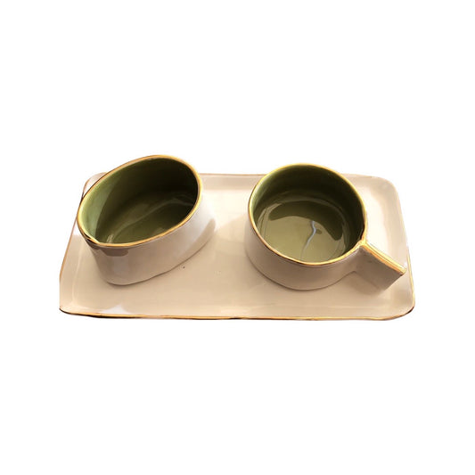 White outside green tea inside Bakoor set with Gold rim