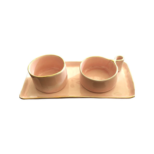 Peach Bakoor set with Gold rim