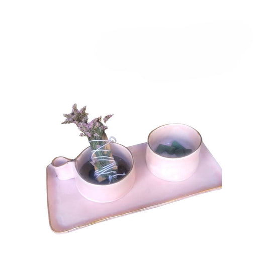 Lavender Bakoor set with Gold rim