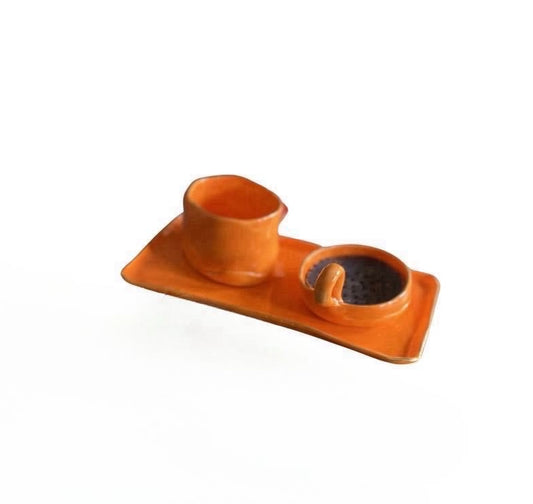 Orange Bakoor set with Gold rim