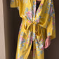 Yellow Japanese flowered kimono