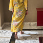 Yellow Japanese flowered kimono