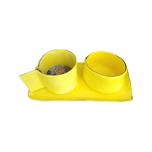 Yellow Bakoor set with Gold rim