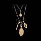 Organic shaped hand hammered large charm with diamonds in yellow gold