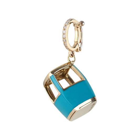 Turquoise Blue Jounieh Telepherique with diamonds in yellow gold