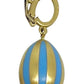 Enamelled Blue stripes Egg Charm matte finish