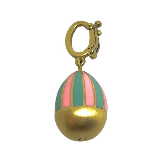 Enameled Turquoise and Pink Egg Charm matte finish
