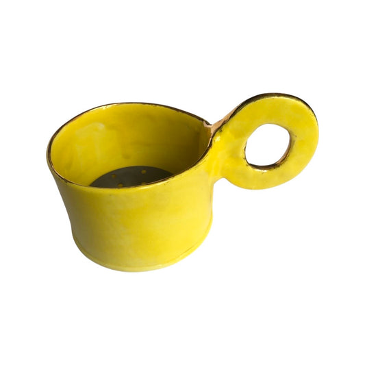 Yellow burner with Gold rim and flat O-shaped handle