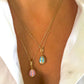Enamelled baby blue and gold Egg Charm polished finish with blue sapphire
