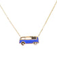 Enamel dark blue Bus necklace in yellow gold