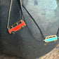 Enamel red Bus necklace in yellow gold