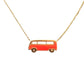 Enamel red Bus necklace in yellow gold