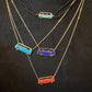 Enamel dark blue Bus necklace in yellow gold