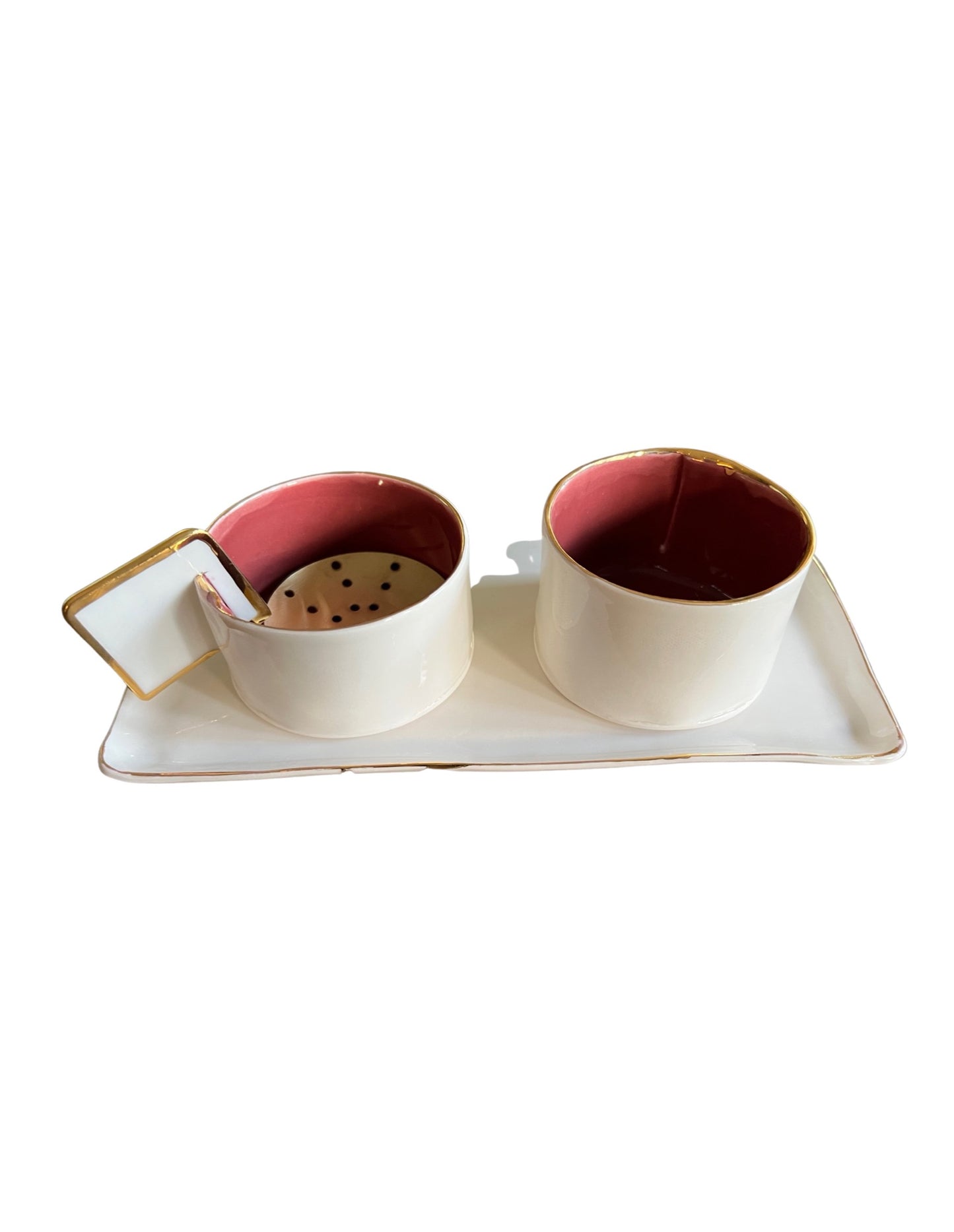 White and Ruby Bakoor set with gold rim